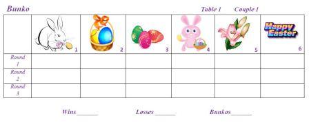 Easter Bunko Sheets